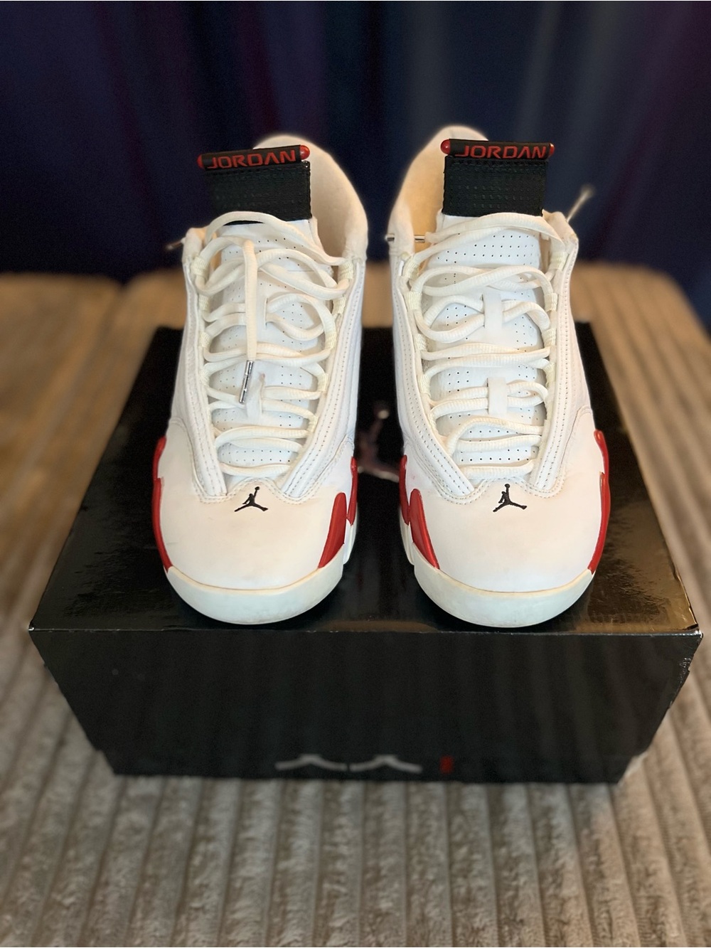 Jordan 14 Men’s White and Red Low-Top Basketball Sneakers “Candy Cane” 2019